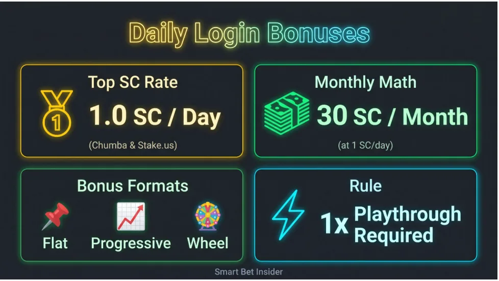 Sweepstakes Casino Daily Login Bonuses